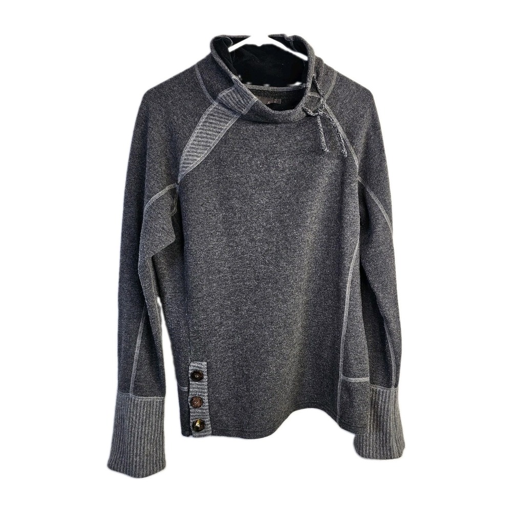 Prana Lucia Pullover Sweater Gray Size XL Wool Blend Mock Neck Warm